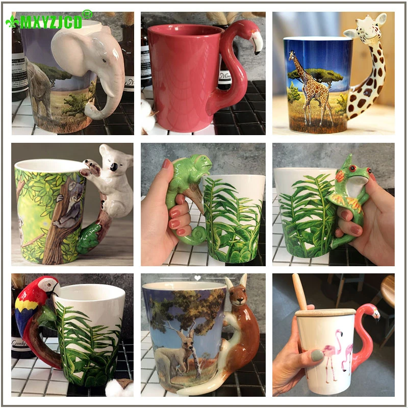 Керамическая чайная чашка с изображением слона попугая студенческий чайный