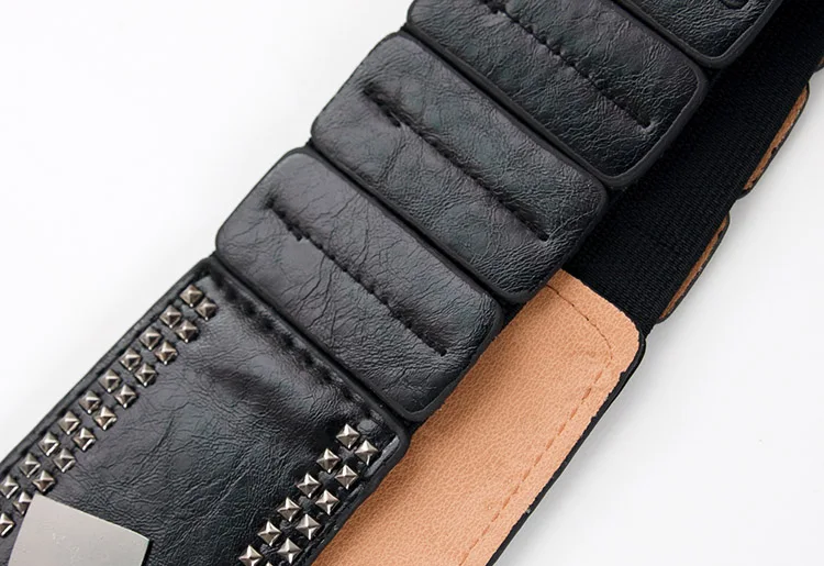 

Wide girdle belt punk style rivets oblique elastic elastic personality fashion wild wide girdle oblique belt decoration