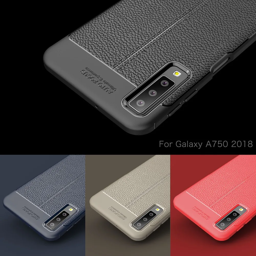Чехол для Samsung A7 2018 A750 матовый Гибридный чехол из мягкой кожи с текстурой ТПУ Galaxy
