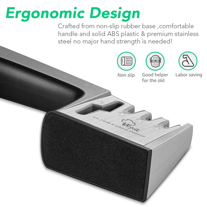 Точилка для ножей 4 в 1 с алмазным покрытием и ampFine керамический стержень система