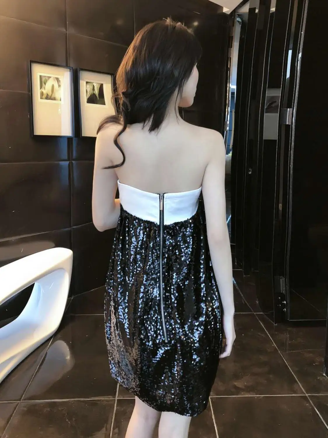 

Sexy Dress Strapless Fashion Night Club Party Dresses Women Wedding Elegant Celebrity Mini Dress Black