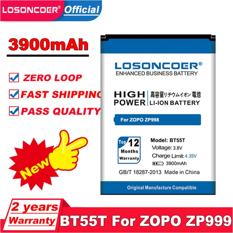 LOSONCOER 3900mAh BT55T BT55S мобильный телефон ZP999 батарея 998 999 9530 9520 3X ZP998 ZP3X ZP9520