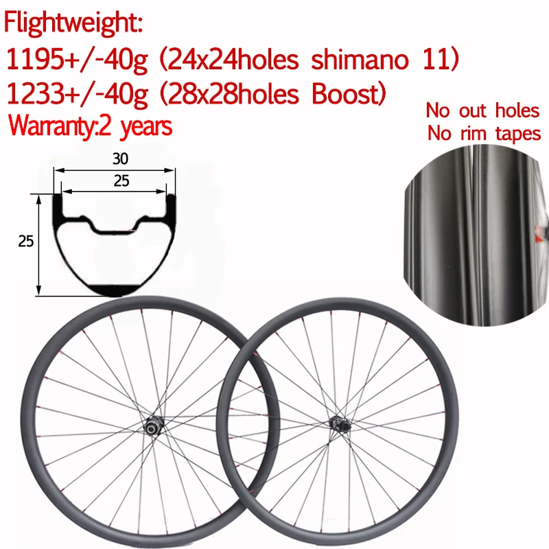

Super Light 1198g 29er Width 30mm Depth 25mm Carbon Mtb Bike Wheelset Tubeless Bicycle Disc Wheel 15x110 12x148 15x100 12x142