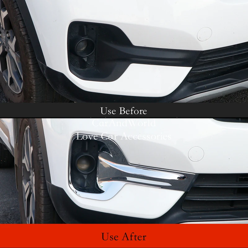 

For Kia Seltos 2020-2022 Front Fog Light Lamp Frame Cover ABS Chrome Foglight Trims Stickers Garnish Car-Covers Accessories
