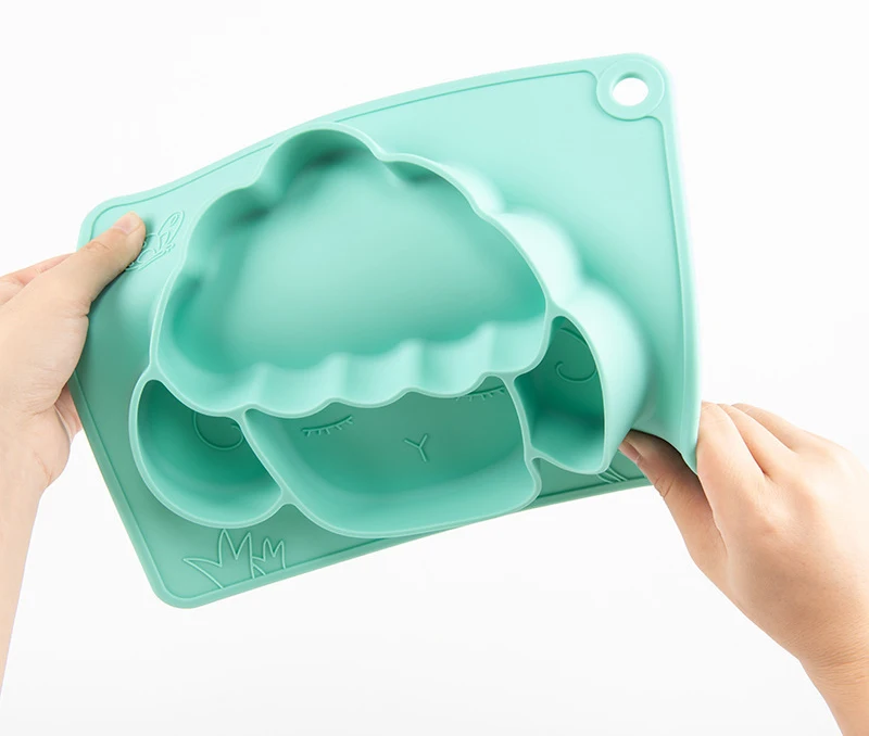 Ребенок овец Посуда улыбающееся силиконовая тарелка с присоской сильная липкая