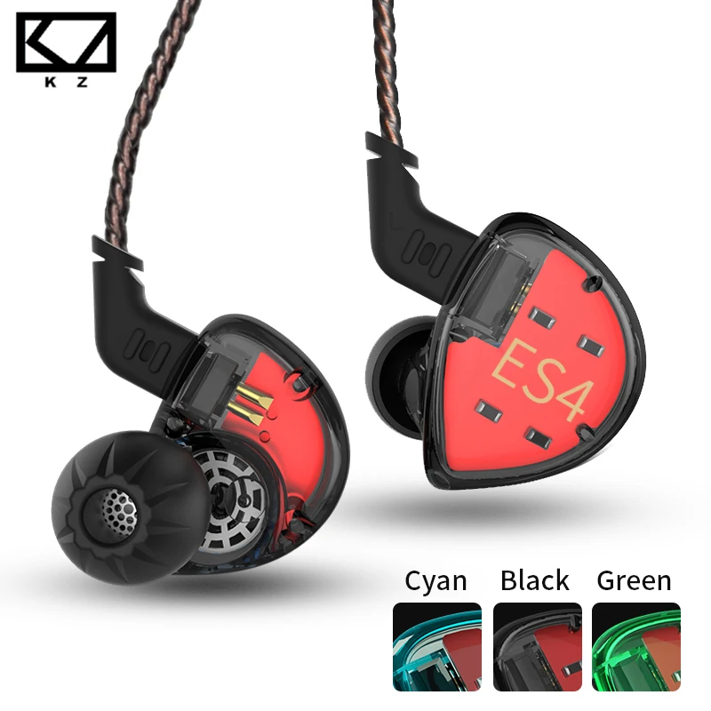 KZ ES4 красочные BA + DD наушники гибридные HIFI бас шумоподавление с кабелем ZST ZS10
