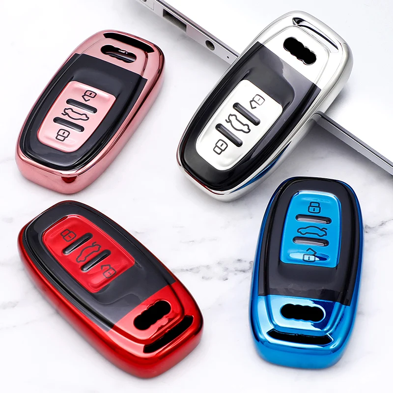 

For Audi A4 S4 B7 B8 A6 A5 A7 A8 Q5 S5 S6 Q3 Q7 Car Remote Key Cover Case Shell Bag Holder Keychain Protector Accessories
