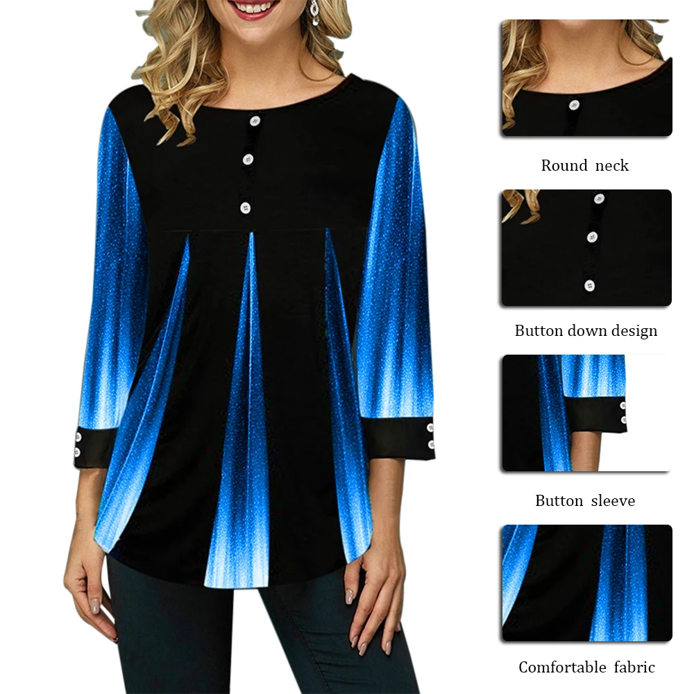 

Plus size 5xl Women New Autumn Three-dimensional floral printing Tops Nine Points Sleeve Elasticity Female T-Shirt Casual Loose