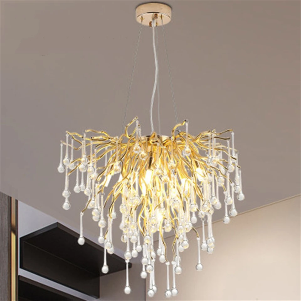 

Nordic Luxury Crystal LED Chandelier Lighting LOFT Villa Large Lustre Chandeliers Pendant Lamps for Living Room Indoor Lighting