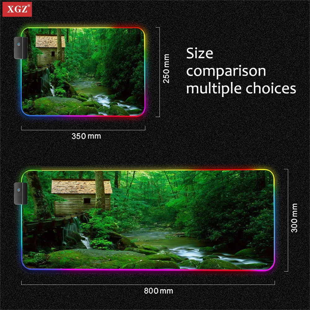 

XGZ Green Forest Stream CS GO Wallpaper Game Mouse Pad XXL Large Game Expansion MousePad RGB Laptop Pad LED Keyboard Pad Cs Go