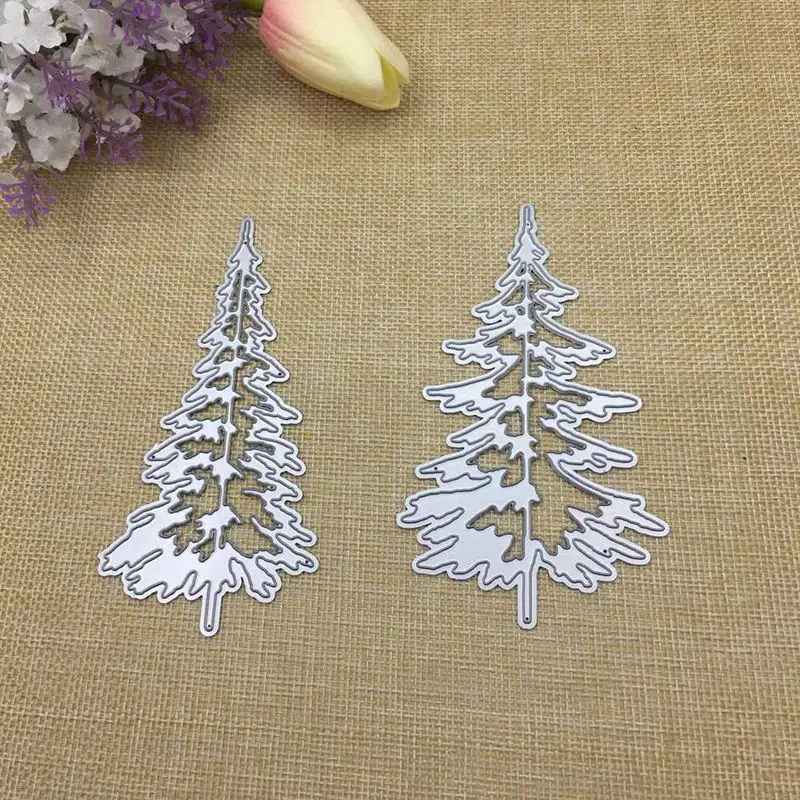 2 шт сосновые Вырубные штампы Merry Christmas Tree металлические штампы формы для DIY скрапбукинга альбом декоративные бумажные карточки ремесло