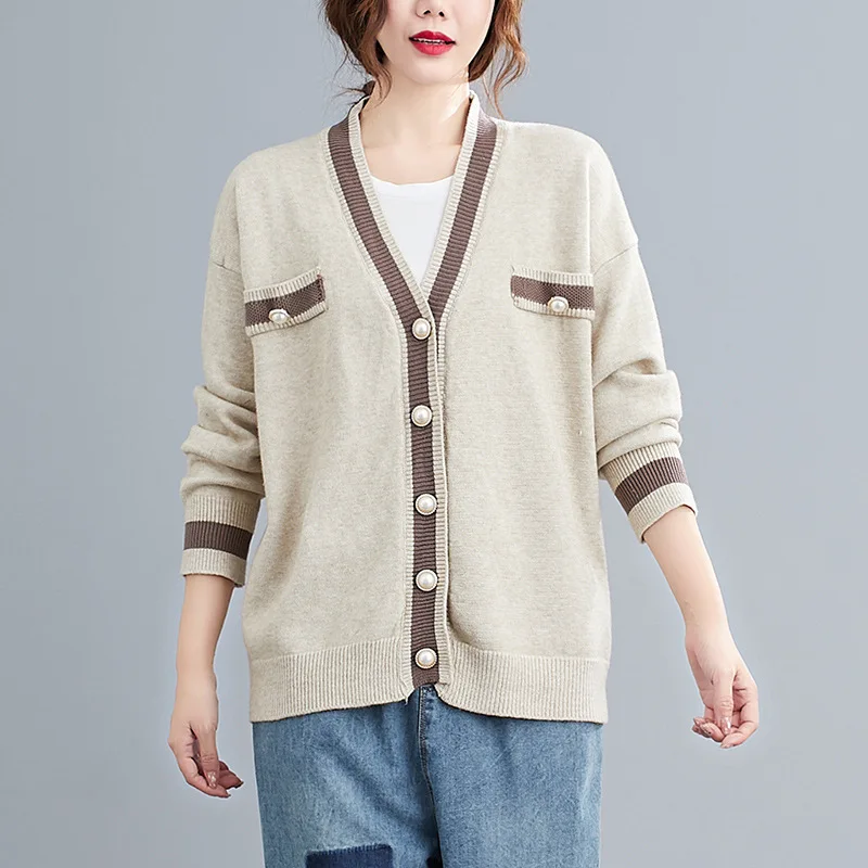 Женский свитер Осень зима цветной большой размер длинный рукав женский кардиган