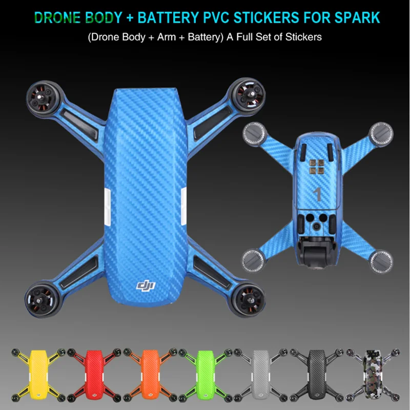 Стикер для дрона DJI SPARK водонепроницаемые ПВХ Углеродные графические Наклейки на