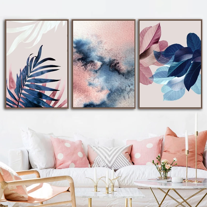 

Abstract Wall Art Colorful Leaves Watercolor Paintings Nordic Canvas Posters Prints Living Room Bedroom Coriander Decoration