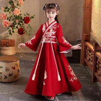girls hanfu embroidery cheongsam retro chinese style princess skirt evening dresses vestido kids tang suit couple costume