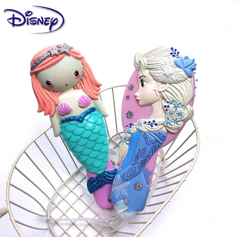 Disney Princess frozen hair brush brosse cheveux children's gentle anti-static brush curly side face mermaid hair comb