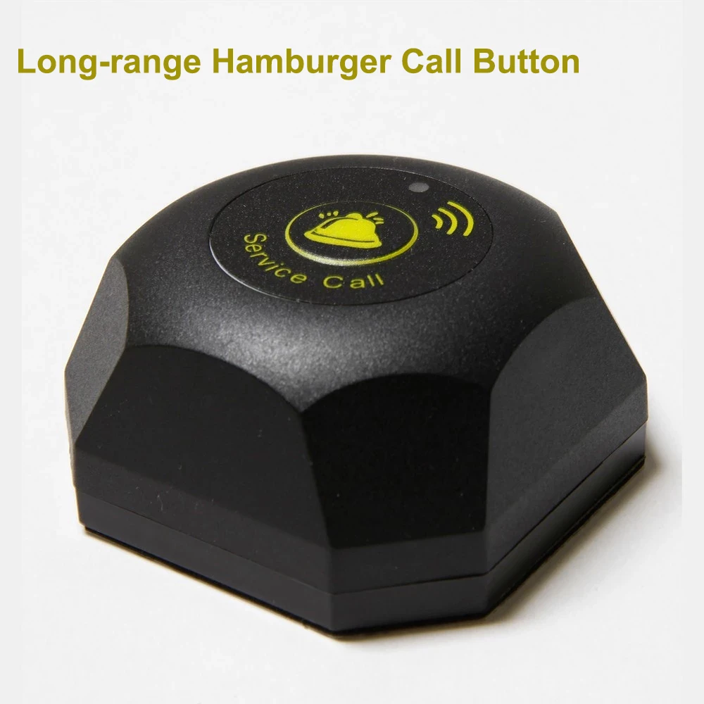 Wireless Pager System 1 Call Buttons Transmitter With Black White Brown For Restaurent Factory Cafe Clinic Bar Service