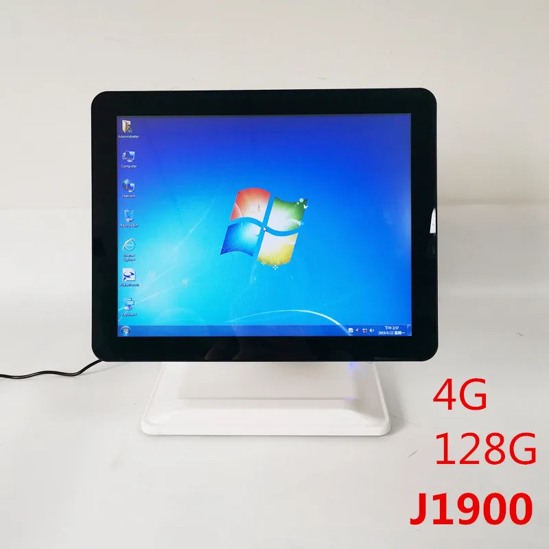 white 4G 128G J1900 Сенсорная система POS терминал машина 15 ''Сенсорная панель ЖК-монитор экран с небольшим клиентским дисплеем кассовый аппарат - Цвет: white 4G 128G J1900