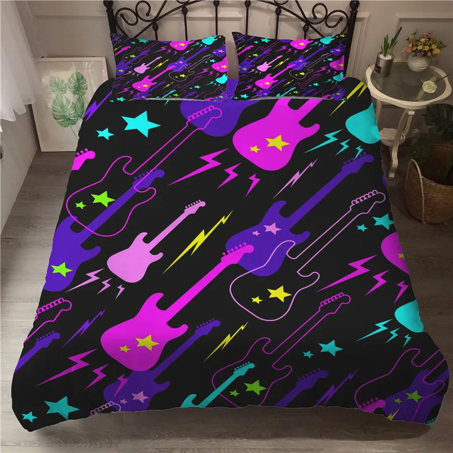 

Комплект постельного белья с 3D принтом, пододеяльник, Комплект постельного белья, гитарный домашний текстиль для взрослых, постельное бель...