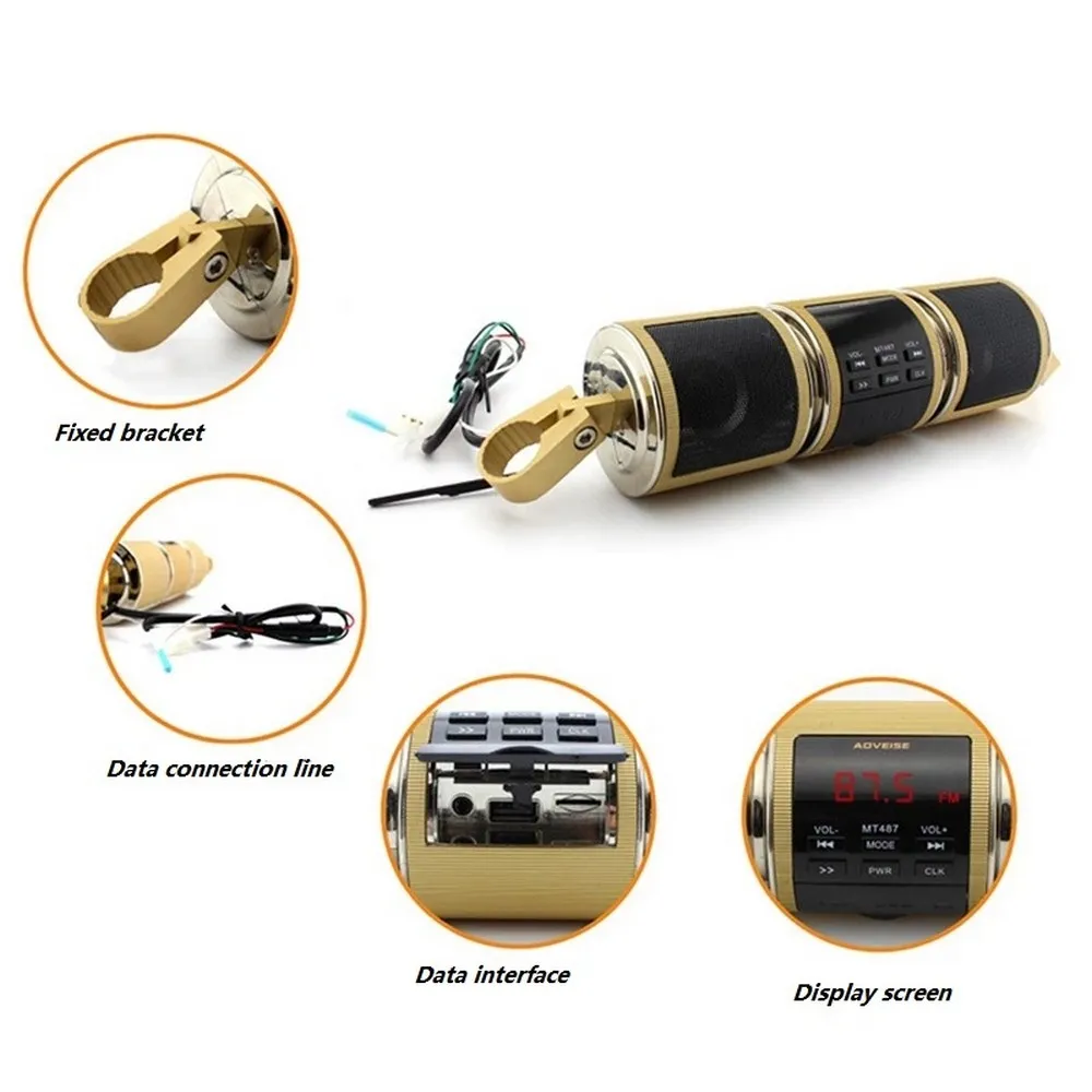

Motorcycle Bluetooth Music Player MP3 Motorcycle Stereo Speaker FM Radio Adjustable LED Screen Waterproof High Quality