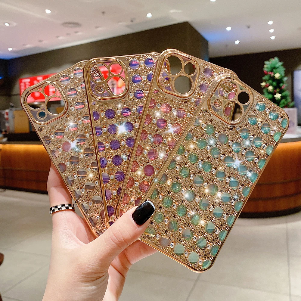 

Glitter Diamond Phone Case for Iphone 13 11 12 Pro Max Soft Shining Coque for Iphone X XS Max XR 7 8 Plus Protection Cases Cover