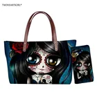 Женская неопреновая сумка-тоут twoheart, черная Повседневная вместительная сумка-тоут на плечо с рисунком в готическом стиле, 2019