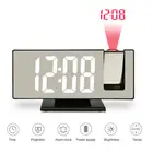 Светодиодный зеркальный будильник с цифровой проекцией, настольный электронный будильник с проектором времени