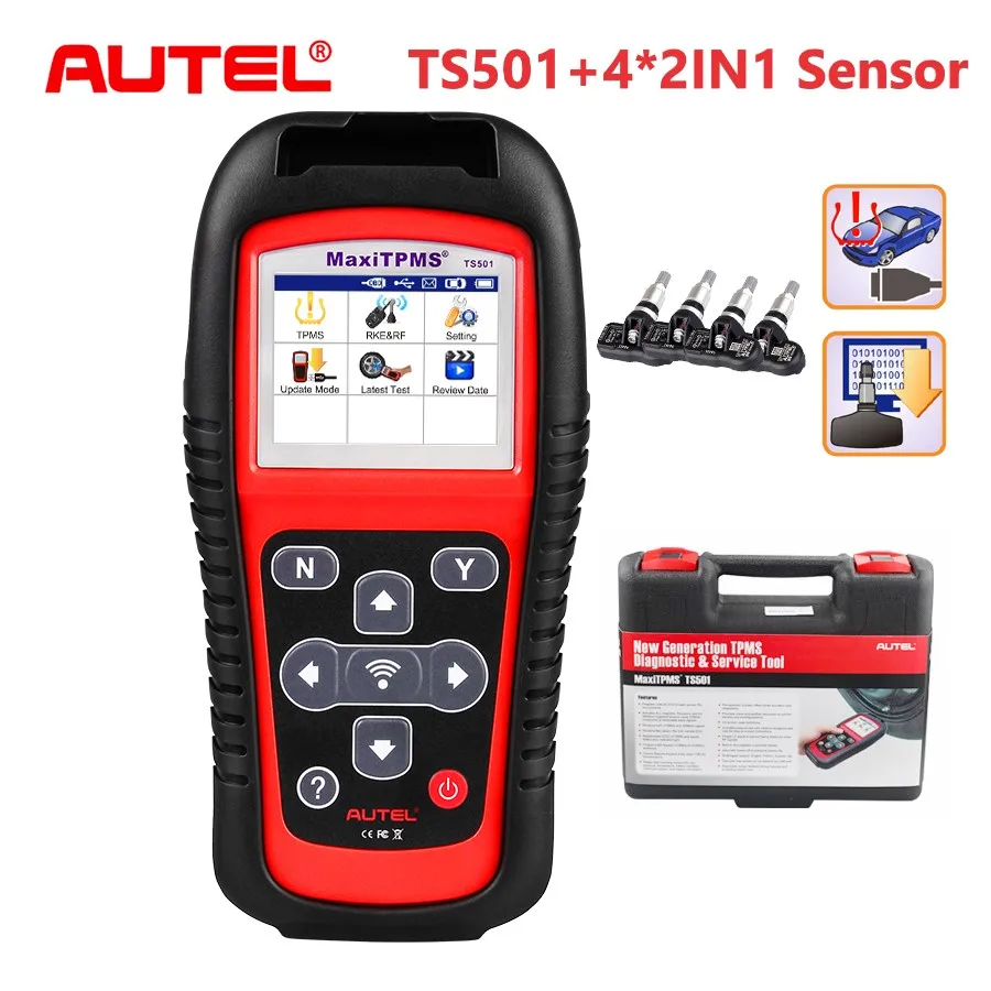 

Autel MaxiTPMS TS501 & 4 * MX-Sensor 2 в 1 TPMS инструмент для диагностики и обслуживания системы мониторинга давления в шинах