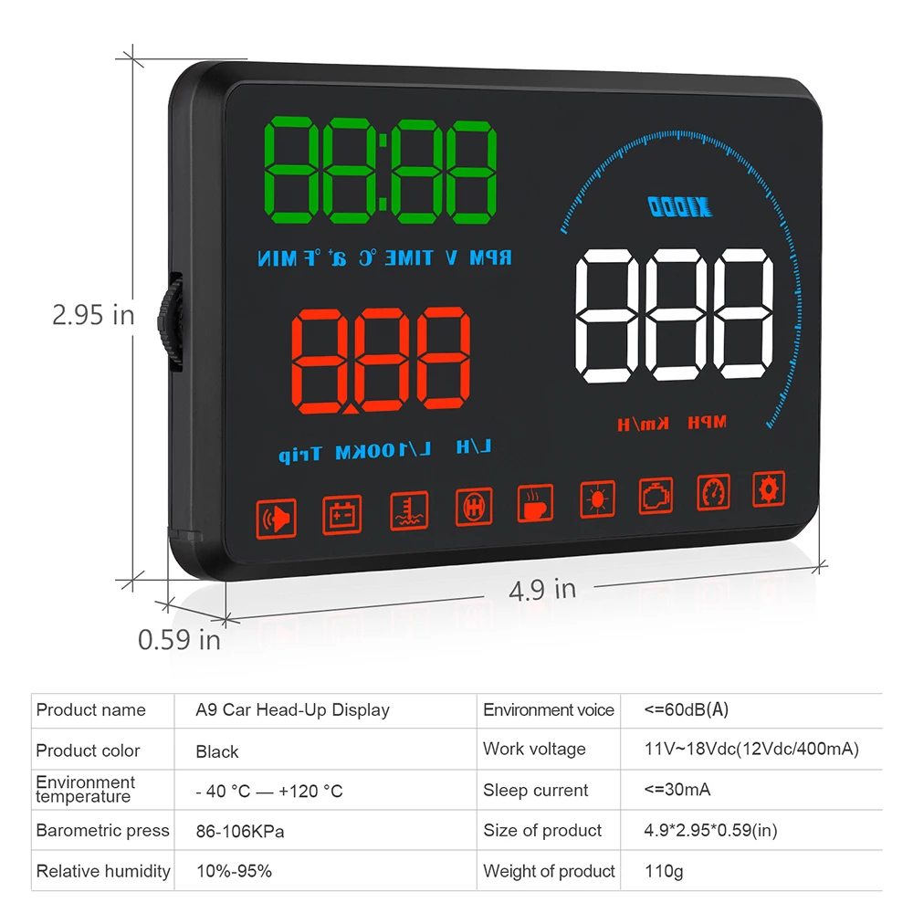 Проектор на лобовое стекло WYOBD A9 дисплей OBDII EUOBD | Автомобили и мотоциклы