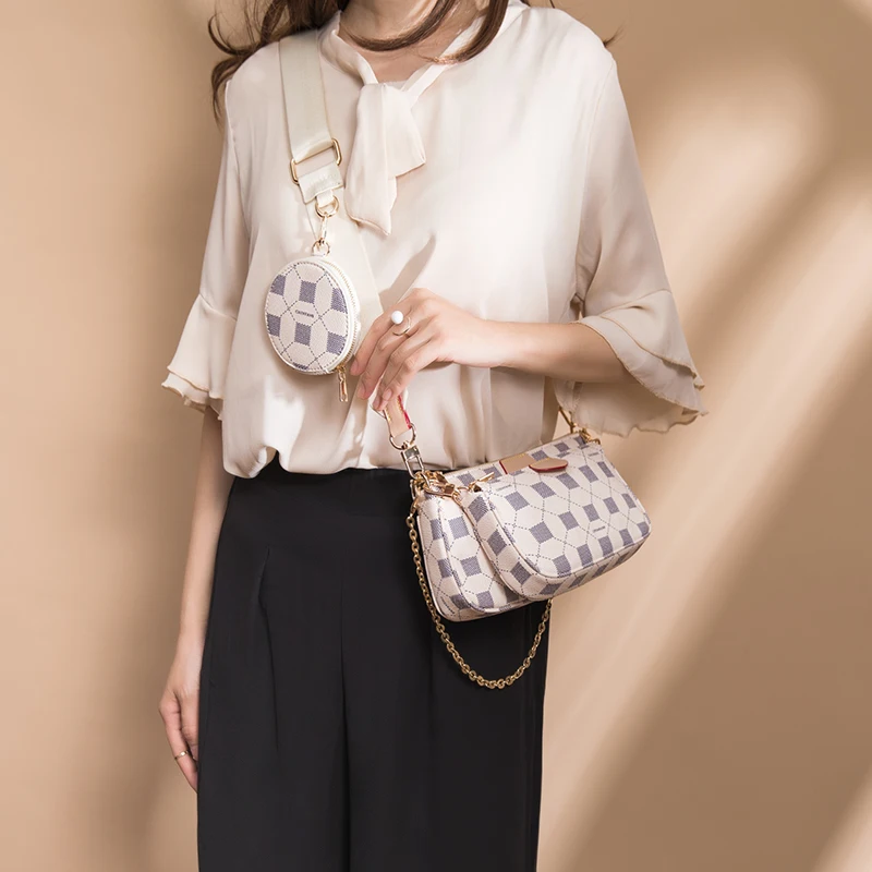 

Vintage Plaod Handbag 3-IN-1 Fashion Brand Messenger Bags For Women Pu Leather Crossbody Bag Lady Small Purse Handbag Totes