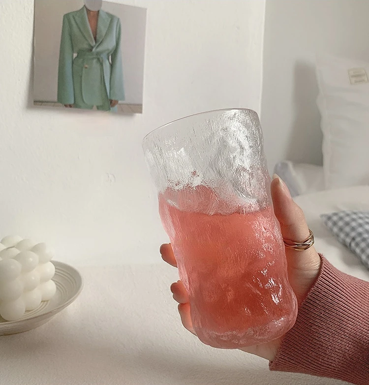 

Ins Japanese Style Rain Fog Glacier Glass Crystal Cup Fruit Milk Breakfast Oat Beer Simple