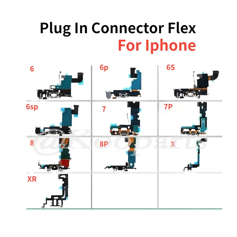 

Plug In Connector Flex Cable For iPhone XR XS X XSMAX 11 11PRO 11PROMAX 12 12MINI 12PRO USB Charger Plug Charging Port Dock Co