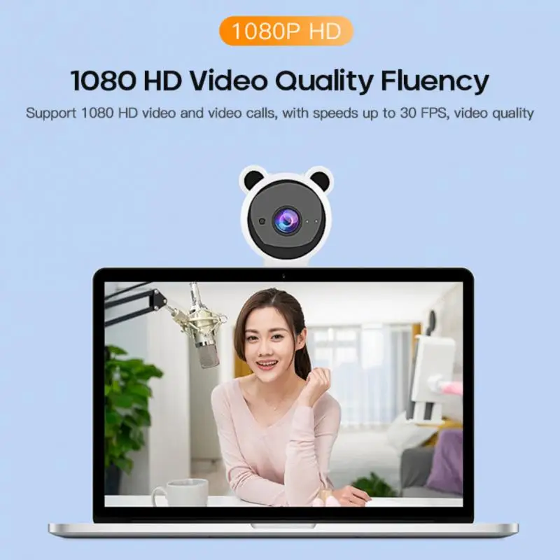 Веб камера Full HD 1080P USB с микрофоном гибкая вращающаяся для ноутбуков настольных