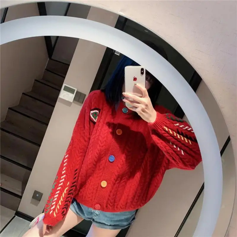 

2020 Brand Design Fashion Tide Vestidos Autumn Women Lantern Sleeve O-neck Twist Woven Colorful Striped Luxury Sweater Coat