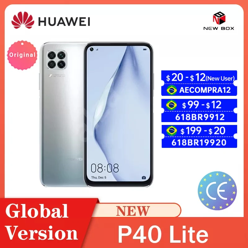 Huawei P40 Lite Kirin 810 6 ГБ 128 NFC Смартфон четыре ядра 40 Вт QC 48MP AI камеры 4 &quotFHD экран