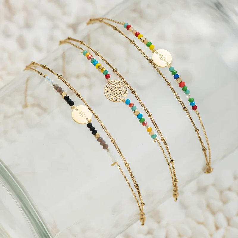 Wild &amp Free золото шарик из нержавеющей стали звено цепи браслеты для женщин 2 слоя