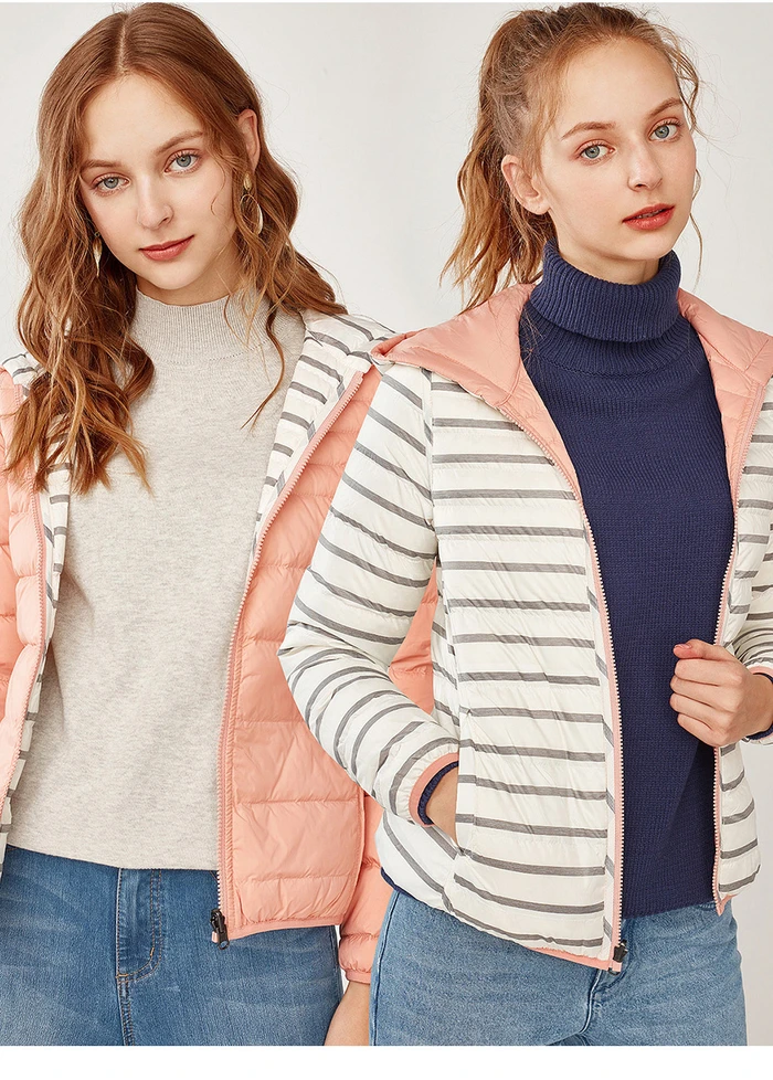 Giordano женский Реверсивный пуховик с капюшоном