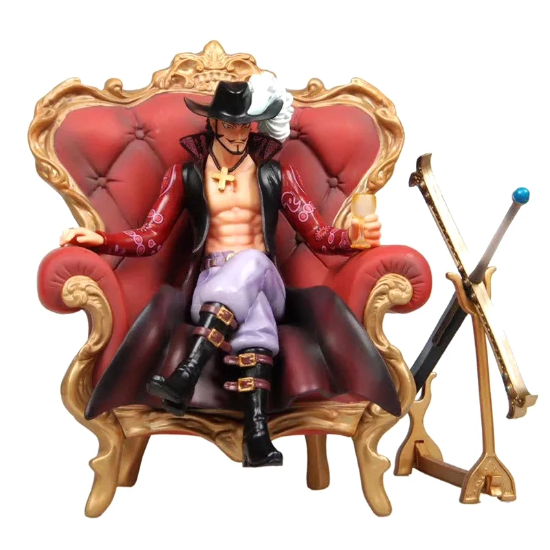 

One Piece GK Dracule Mihawk Pirate King Qiwuhai Sofa Throne Pop Hawk Eye Mihok Boxed Handmade Model Ornaments Toys Collectible