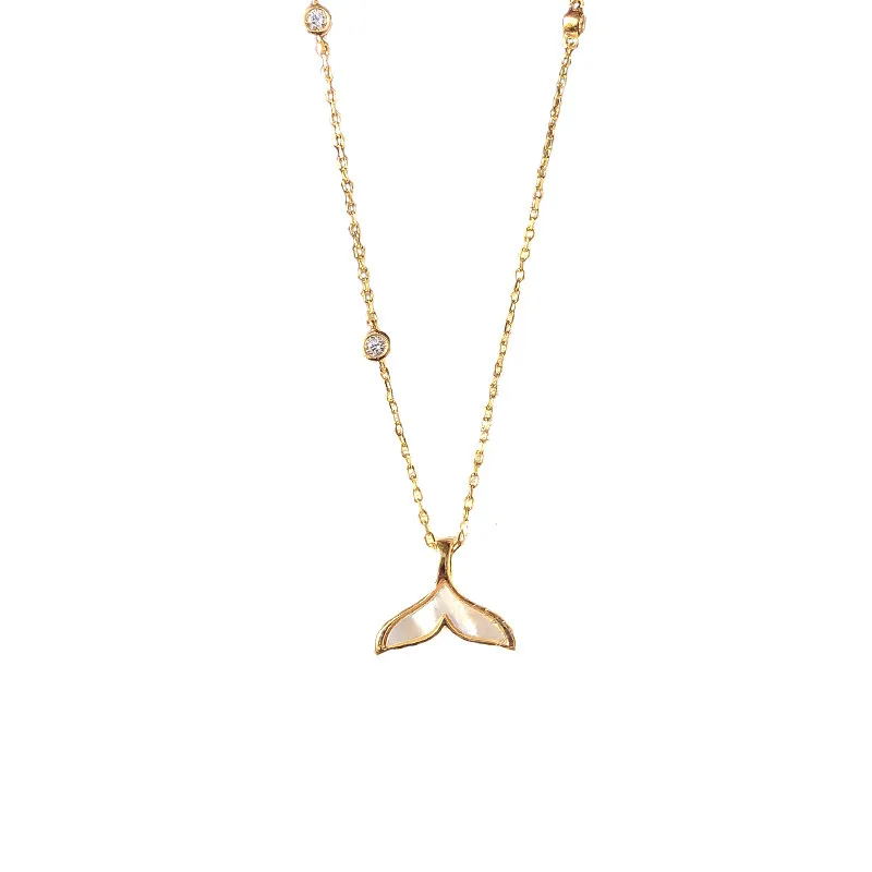 

925 Sterling Silver Crystal Mermaid Charm Pendent Choker Necklaces for Women Statement Party Jewelry Accessories dz240