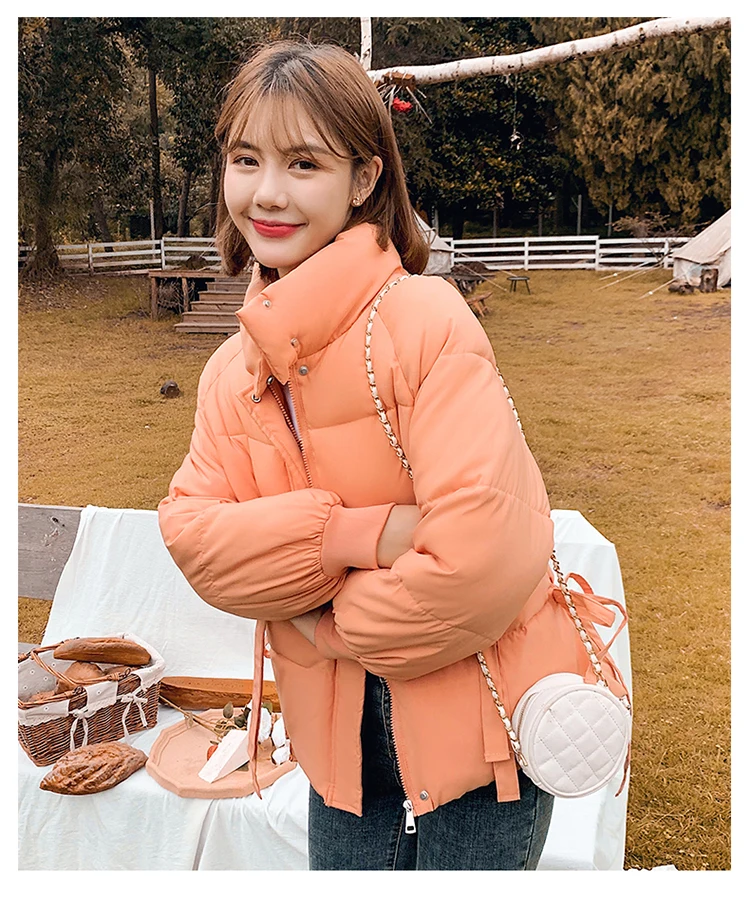 

JvcakeWomen's Cotton Jacket Short 2020 Winter New Loose Korean Version Of The Bread Jacket Waist Cotton Coat Quilted Jacket S XL