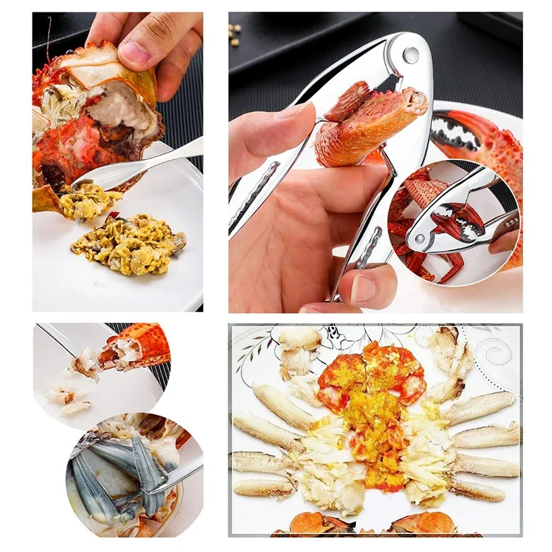 

4Pcs Seafood Tool Set Including 1 Seafood Crackers and 3 Crab Legs Opener Shellfish Crab Leg Sheller for Gift to Friend