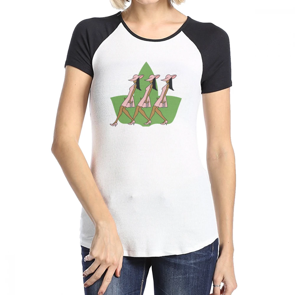 

Alpha Kappa Alpha Women's Short Sleeve Raglan Shirts Loose Tops Casual Striped Tunic Tee Funny Print Side Baseball Tshirt