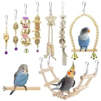 pipifren 9 pcsset bird toys perch parrot toys budgie stand bird cage accessories cockatiel swing ladder vogel speelgoed