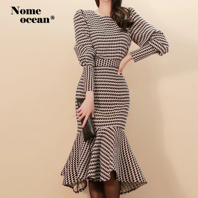 Комплект из двух предметов с платьем русалки винтажное женское платье в клетку