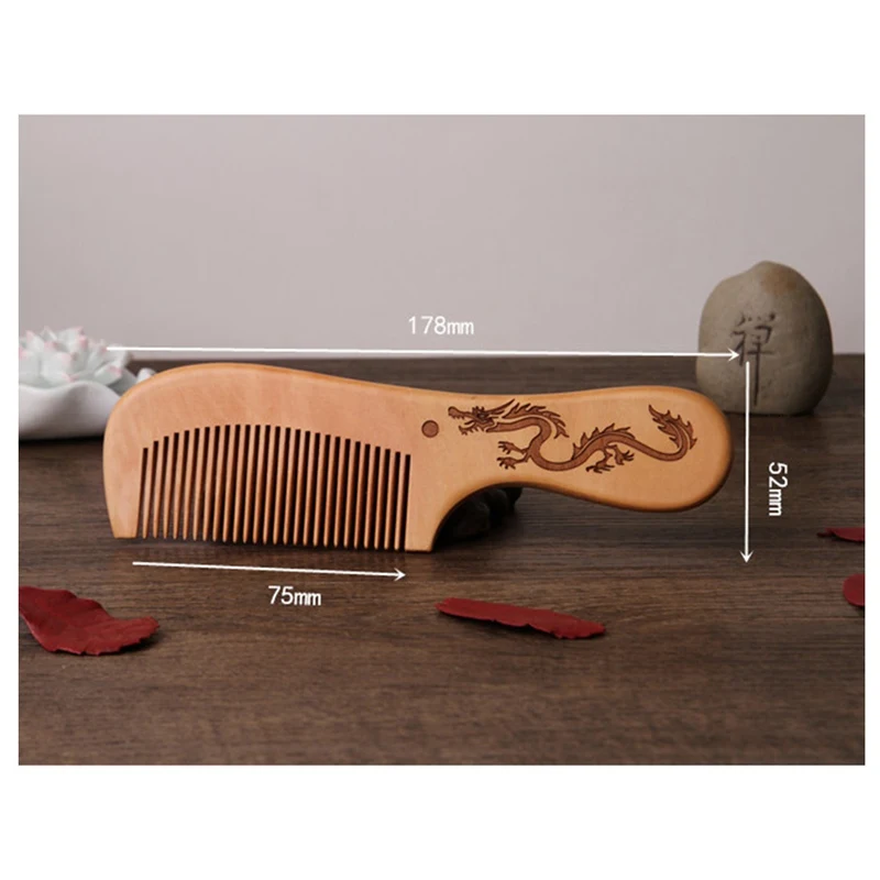 

1 Pc Natural Peach Wood Comb Close Teeth Anti-static Head Massage Hair Care Wooden Tools Beauty Accessories
