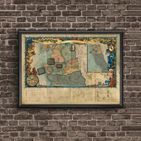 the world of the witcher map video game canvas poster home wall painting decoration no frame