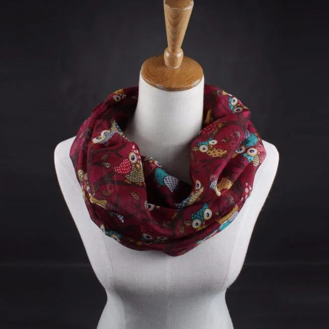 Женский шарф-кольцо с принтом в виде совы |