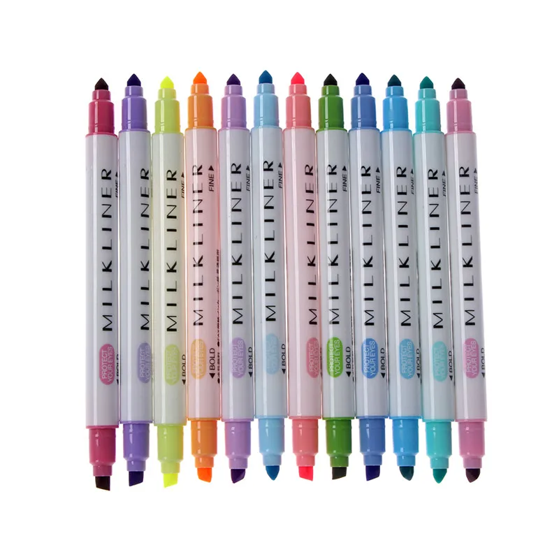 12 шт./компл. корейские ручки с двойной головкой флуоресцентные школьные маркеры