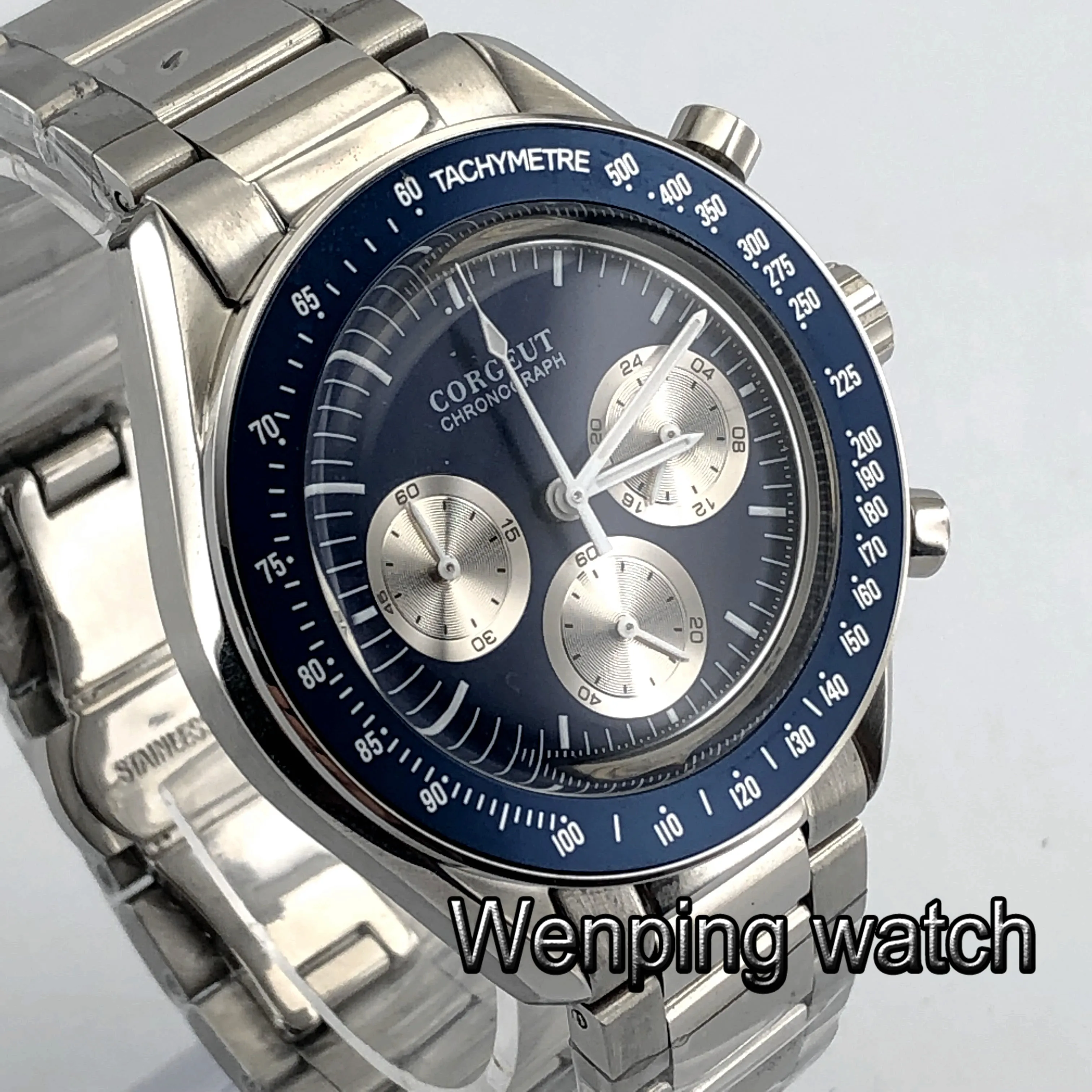 Часы мужские кварцевые с синим циферблатом 40 мм полированный корпус | Наручные