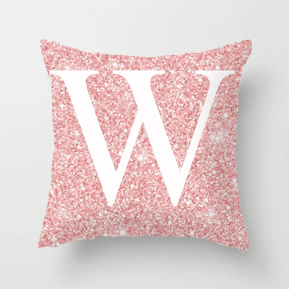 45*45cm Retro Pink Letter ABCD Cushion Cover Cotton Glitter Case Polyester Home Decor Bedroom Decorative Sofa Pillows | Дом и сад